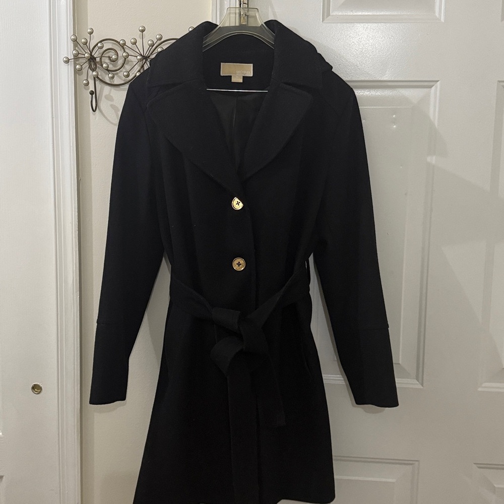 Michael Kors Black Coat with Gold Accents
